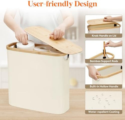 Lifewit Toilet Paper Storage Holder, Extra Large Stand Basket, 30L, White