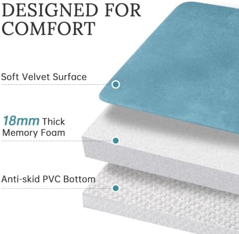HUXMEYSON 3-Piece Memory Foam Bathroom Rug Set, Lake Blue