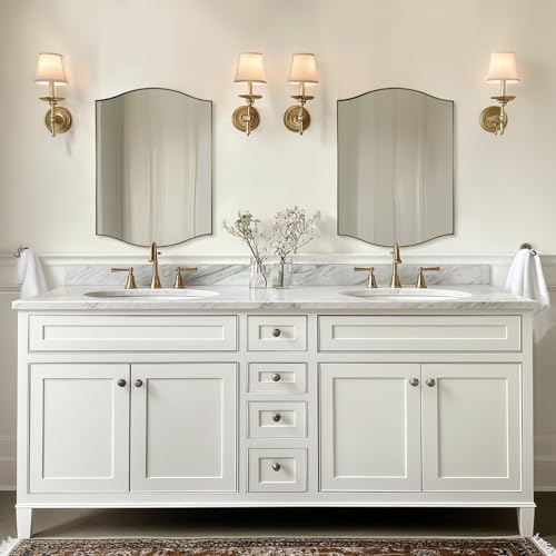 ANDY STAR Gold Bathroom Mirror, 20"x30" Scalloped Wall Mirror in Stainless Steel Metal Frame, Unique Vanity Mirror with Modern Curved Edge Design, Ideal for Bathroom, Bedroom, Entryway