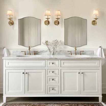 ANDY STAR Gold Bathroom Mirror, 20"x30" Scalloped Wall Mirror in Stainless Steel Metal Frame, Unique Vanity Mirror with Modern Curved Edge Design, Ideal for Bathroom, Bedroom, Entryway