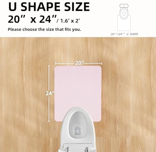 TYUU Thin Toilet Rug, Bathroom Rugs Non Slip, 20x24 U Shape Pink