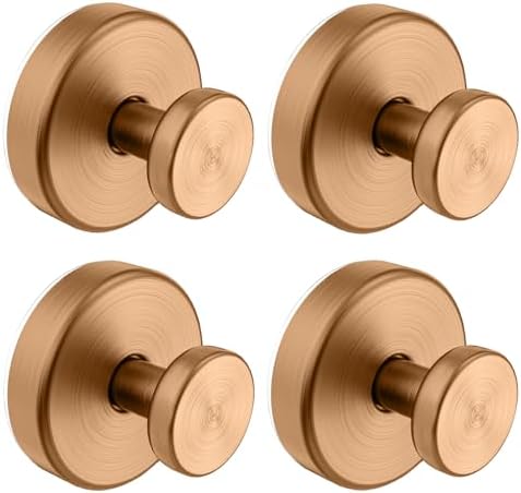 Bntuk Suction Cup Hooks for Shower, Removable Towel Hooks for Bathroom Window Glass Door Wall, Bath Robe Looafh Wreath Hook for Hanging - 4 Pack, Champagne Bronze