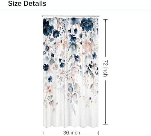Small Stall Rustic Floral Boho Watercolor Bathroom Shower Curtain Set