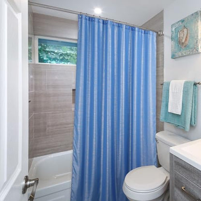 Sky Blue Glitter Shower Curtain: Waterproof Washable Quick Dry, 84Lx72W