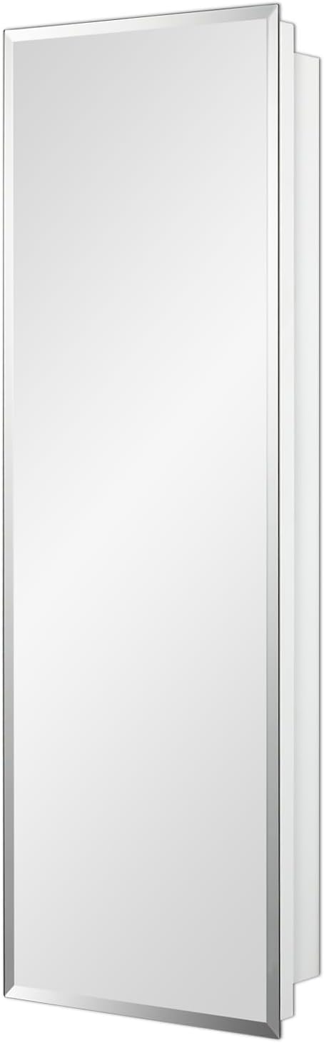 IDYLLOR Bathroom Medicine Cabinet with Beveled Edge Mirrored Door 12 x 36 inch, Recessed or Surface Mount, with Adjustable Glass Shelves