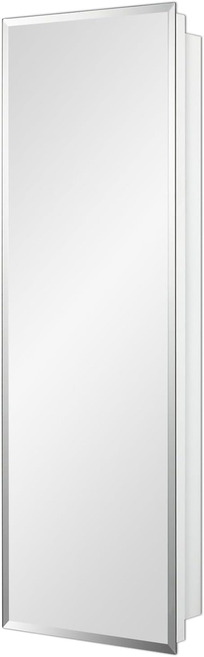 IDYLLOR Bathroom Medicine Cabinet with Beveled Edge Mirrored Door 12 x 36 inch, Recessed or Surface Mount, with Adjustable Glass Shelves