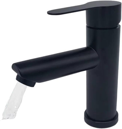 Faucet Matte Black Bathroom Basin Faucet Deck Mounted Short Hot and Cold Water Mixer Tap Crane for Vessel Sink(Gold) Faucet