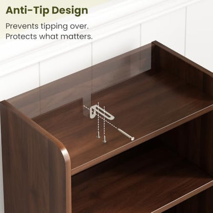 Small Bathroom Storage Cabinet with 2 Doors & Shelf, Line Walnut