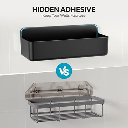 Nieifi Adhesive Shower Shelves, Black, 3 Pieces
