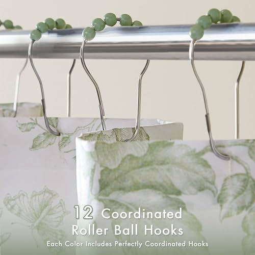 Madison Park Adele Floral Ruffle Shower Curtain Set, Sage Green, 72x72