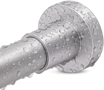 YNL Silver Shower Curtain Rod 32-94 Inch(2.7-7.8ft), Non-Slip, Never Rust, Stainless Steel No Drill Spring Tension Shower Rod, Adjustable Long Curtain Rod for Bathroom Window Patio
