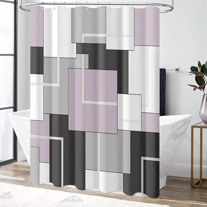 BTTN 72x84 Tall Modern Geometric Waterproof Fabric Shower Curtain, Lavender