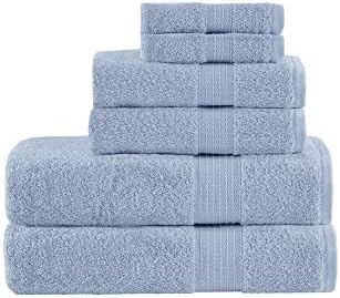 Madison Park Organic Cotton Bath Towel Set Absorbent, 6 Piece, Blue