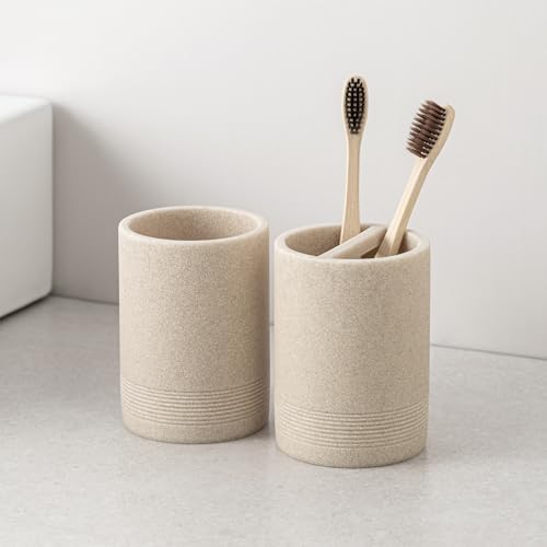 Bathroom Accessories Set, Simple Sandstone Look, Beige, 4 PCS