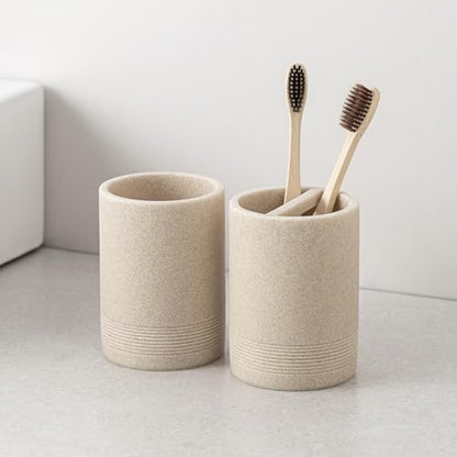 Bathroom Accessories Set, Simple Sandstone Look, Beige, 4 PCS