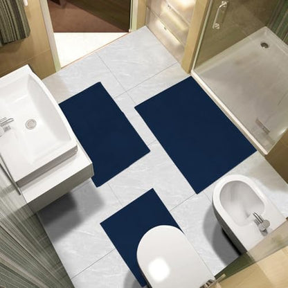 Urvoix Bathroom Rugs Sets 3 Piece, Non-Slip Chenille Bath Rug Set