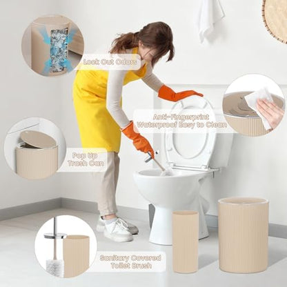 Beige Bathroom Accessories Set, 10PC Bathroom Set
