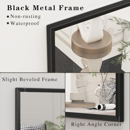 Black Framed Bathroom Mirror for Over Sink 30x30