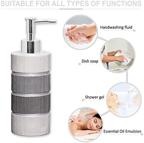 Zahari Home 4pc Modern Line Modern Bathroom Accessories Set Modern Soap Dispenser, Tumbler, Tooth Brush Holder and Dish Soap Holder Luxury Contemporary Grey Decor Unique Design Luxury Bath Set