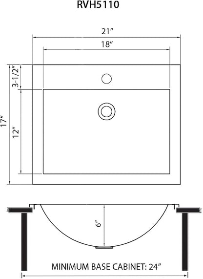 Ruvati 21 x 17 Inch Gunmetal Black Drop-in Bathroom Sink - Sleek Topmount Stainless Steel Sink for Bathroom Vanity, Perfect Drop-in Bathroom Sink for Modern Spaces