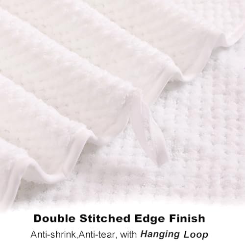 Smuge 8pcs Bath Towel Set, 2 Extra Large Bath Towel Sheets, 2 Hand Towels and 4 Washcloths- Highly Absorbent Microfiber,Ultra Soft Towel Set for Bathroom,Waffle Weave Design, Pack of 8 (White)