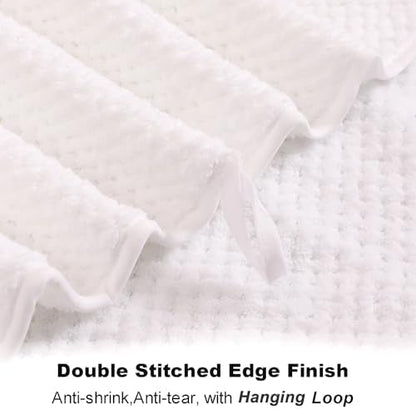 Smuge 8pcs Bath Towel Set, 2 Extra Large Bath Towel Sheets, 2 Hand Towels and 4 Washcloths- Highly Absorbent Microfiber,Ultra Soft Towel Set for Bathroom,Waffle Weave Design, Pack of 8 (White)