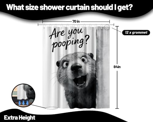 Extra Tall Shower Curtain XL Funny Grey Otter, 70 x 84 Inchs
