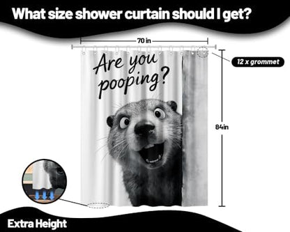 Extra Tall Shower Curtain XL Funny Grey Otter, 70 x 84 Inchs