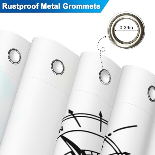 Coastal Lighthouse Shower Curtain with Hooks, Ocean Theme Waterproof Shower Curtains for Bathroom, Metal Grommets & Weighted Hem, Machine Washable Nautical Shower Curtain for Home, 72"W x 72"L