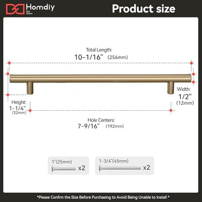 homdiy 200Pack 7-1/2in Cabinet Handles Champagne Bronze Kitchen Cabinet Pulls Drawer Pulls for Dresser Drawers