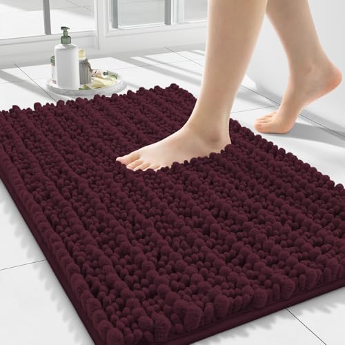 Smiry Bathroom Rugs 24X16, Extra Soft Rubber Backing Chenille Bath Mats