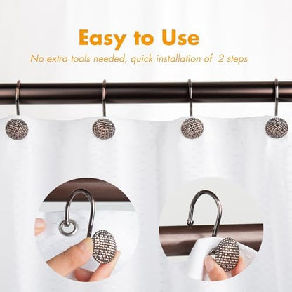 Pearlbee Bronze Shower Curtain Hooks, 12pcs,