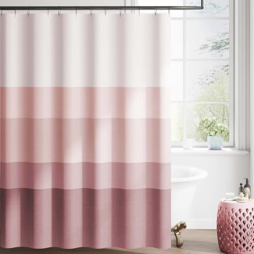 jinchan Ombre Dusty Pink Shower Curtain for Bathroom 70x72 Inch 12 Hooks