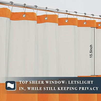 N&Y HOME Waffle Weave Shower Curtain with Snap-in Liner Set Orange, 71x72