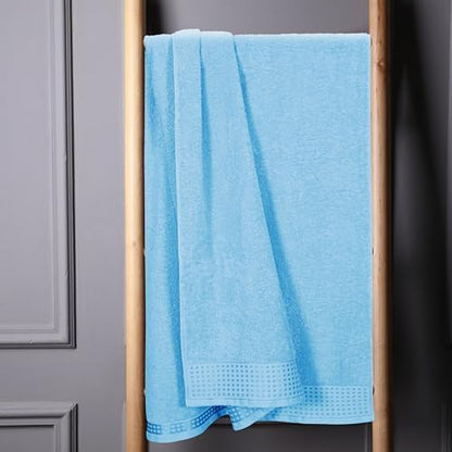 GLAMBURG Cotton 2 Pack Oversized Bath Sheet 35 x 70, Large Bath Sheet, Ultra Absorbent, Compact, Eco-Friendly and 100% Recyclable, Quick Drying and Lightweight Towel - Sky Blue