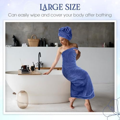 Peryiter 6 Pcs Bath Towel Set, Oversized Bath Sheet for Adults, Dark Blue