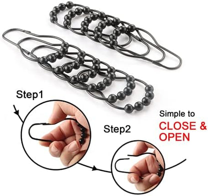 Shower Curtain Hooks Rings, Rustproof Metal Shower Curtain Rings for Bathroom Shower Rods Curtains - Set of 12, Matte Black