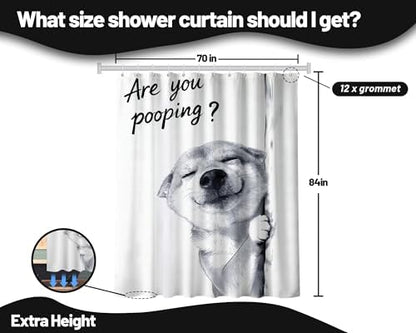Extra Tall Shower Curtain XL Funny Dog Crazy, 70 x 84 Inchs