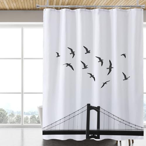 LLSCL Fabric Shower Curtain Liner with Magnets, Waterproof Hotel Quality, 72 x 72 Machine Washable