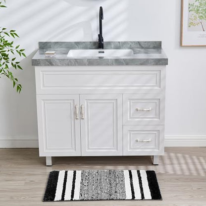 CozeCube Jet Black Striped 24"x16" Non Slip Washable Bath Mat