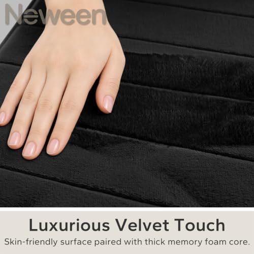 Neween Bathroom Rugs Set 2 Piece, Absorbent Memory Foam Bath Mat, Black