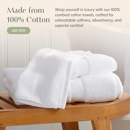 Springtree Home 100% Cotton Luxury Hotel Bath Towel Set | 4-Pack | White