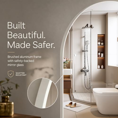 Wall Mounted Mirror, Arched Wall Mirror for Bathroom, 20"x30" Arch Bathroom Mirror with Metal Frame, 2 Pieces White Vanity Mirror Decor for Mantle, Bedroom, Entryway