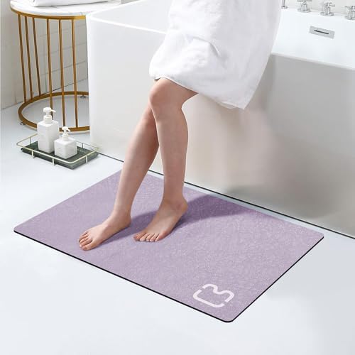 Diatomaceous Earth Bath Mat Stone Bath Mats for Bathroom,17"x32",Lavender