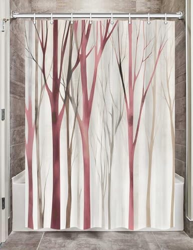 Birch Forest Abstract Shower Curtain Farmhouse Bathroom Decor 72X72 Inch