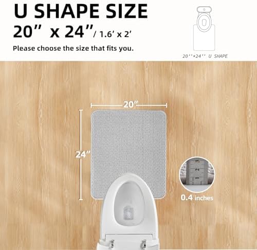 TYUU Toilet Rug, Thin Toilet Rugs U Shaped Washable Non Slip Absorbent Quick Dry Low Pile Toilet Mat, Light Grey 20"x24" U Shape