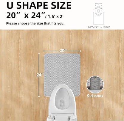 TYUU Toilet Rug, Thin Toilet Rugs U Shaped Washable Non Slip Absorbent Quick Dry Low Pile Toilet Mat, Light Grey 20"x24" U Shape