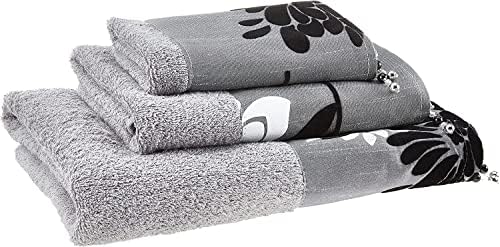 Zahari Home Erica Bathroom Towel Set - 3 Piece Modern Decor Grey Towel Set