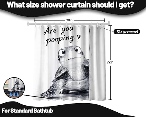 Funny Sea Turtle Shower Curtain Kids Ocean, 70x72 Inchs