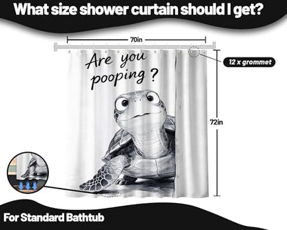 Funny Sea Turtle Shower Curtain Kids Ocean, 70x72 Inchs